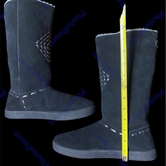 Sanuk “TOASTY TAILS” BLACK SUEDE/ FAUX FUR LINED BOOTS, SIZE 7.5. Excellent cond - Picture 14 of 15